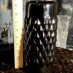 Black Earthenware Ceramic Glaze Geometric Vase By Threshold 9"